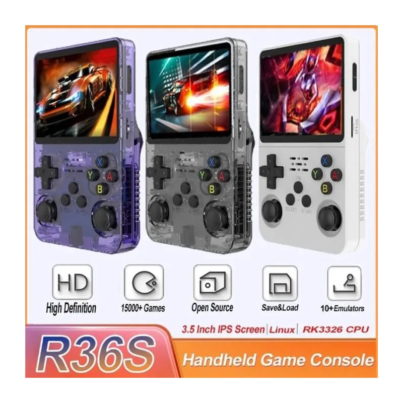 R36S console retro avec carte memoire de jeux (Non controlé)